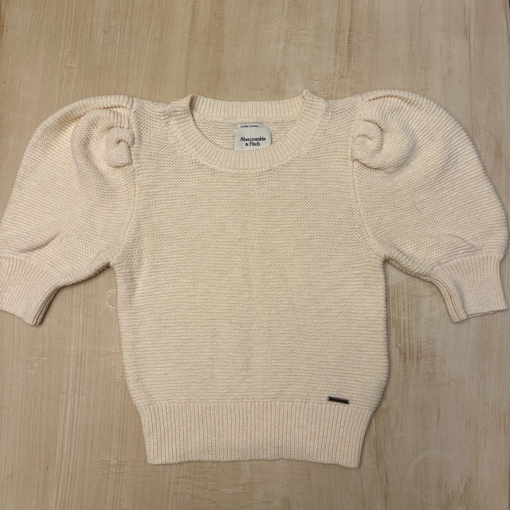 Abercrombie & Fitch Puff Sleeve Sweater Size XS Ivory